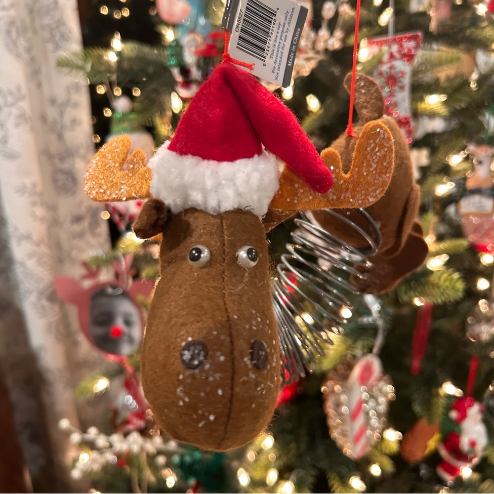 ✨Sullivan "Slinky Moose and‎ Santa Hat" Christmas ornament.